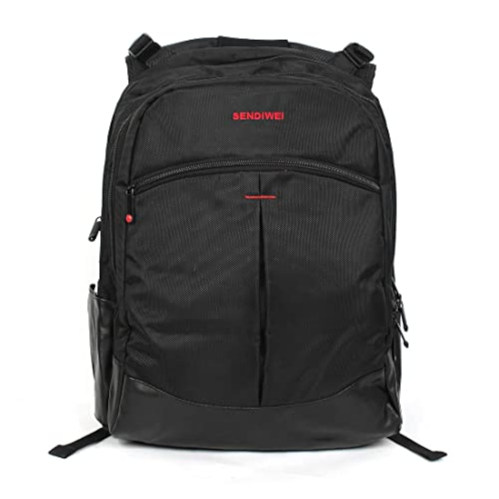 Black Nylon Faux Leather Laptop Backpack